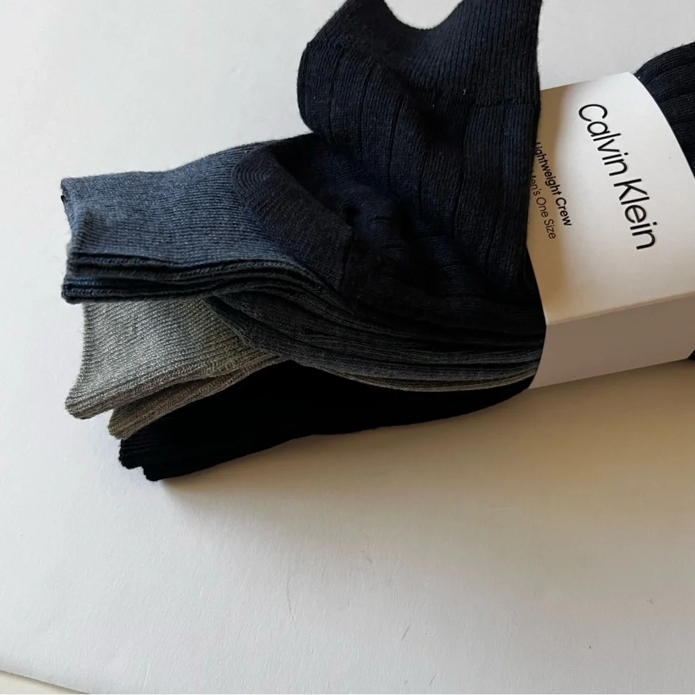 CALVIN KLEIN MENS 4 PAIR PACK COTTON BLEND CREW SOCKS ASSORTED COLORS OS NWT